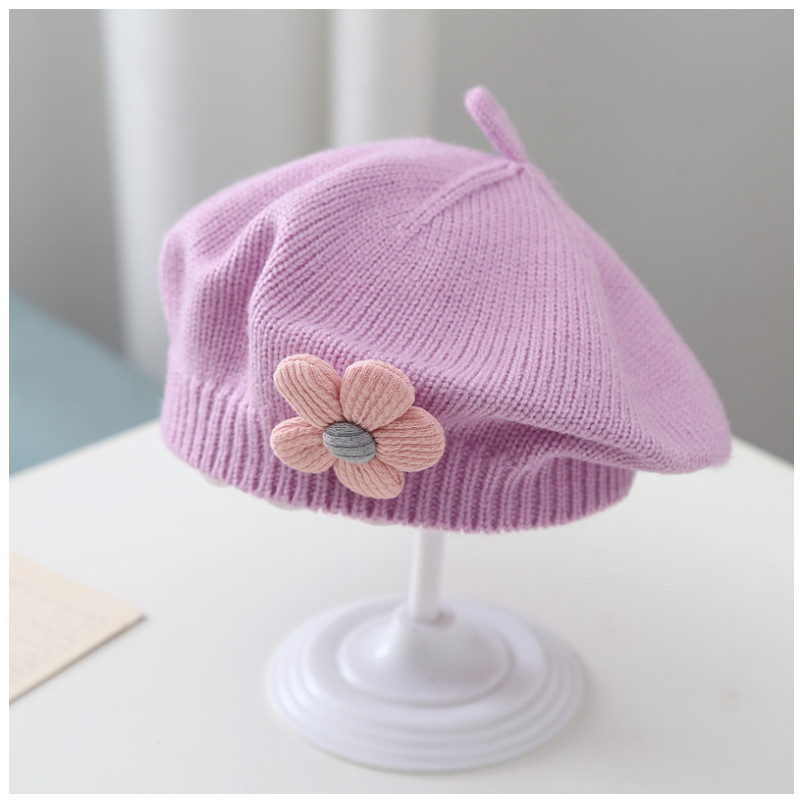 Cute Flower Knitted Beret Cap