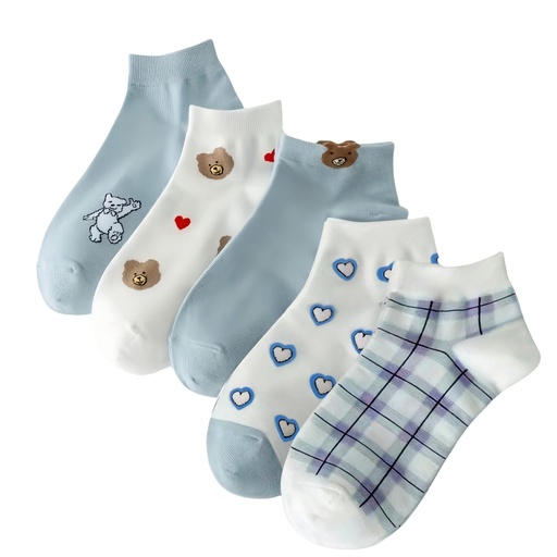 Cute Bear & Heart Print Socks