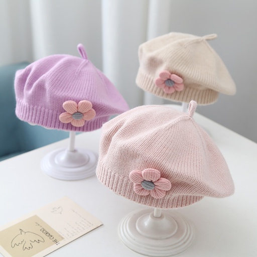 Cute Flower Knitted Beret Cap