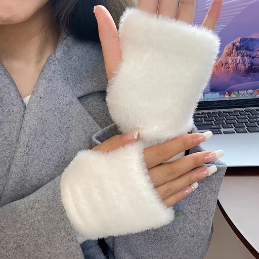 Plush Splicing Knit Gloves