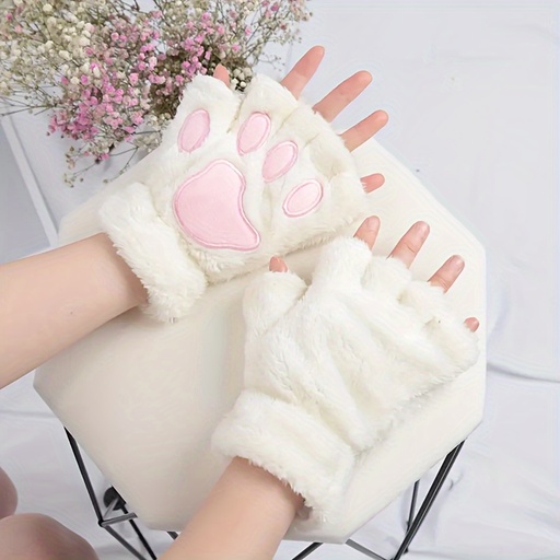 Thickened Plush Warm Half Finger Gloves
