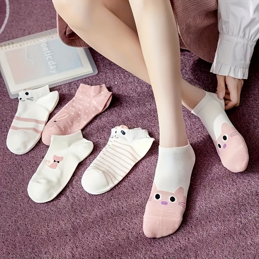 Cartoon Cat Print Socks
